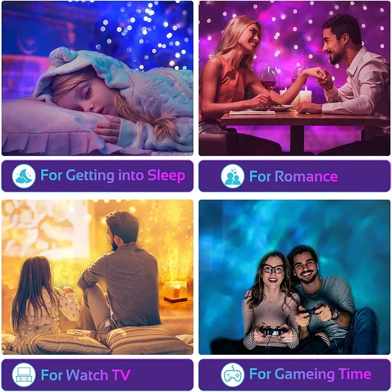 Galaxy Projector Night Light for Bedroom, 16 Color Northern Lights, Nightlight with Remote Control, Cube Ocean Wave LED