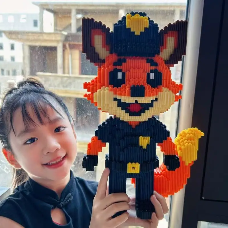 

35 см офицер лисы строительные блоки объемные частицы сращивание детская игрушка-головоломка 3D стереоскопический орнамент ручной работы подарок