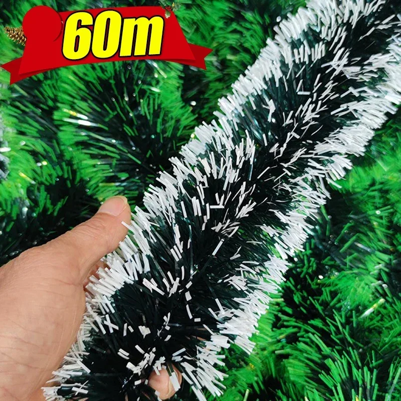 Wholesale Christmas Tinsel Ribbons Green Cane Ribbon Garland Xmas Tree Hanging Pendent Wreath Ornament Home Party Decor Supplies