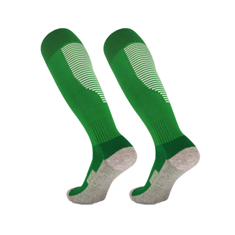 Streep Sportvoetbal Sokken Volwassen Kinderen Ademende Voetbalclub Knie Hoge Training Hardlopen Lange Kous Handdoek Bodem Sok Unisex