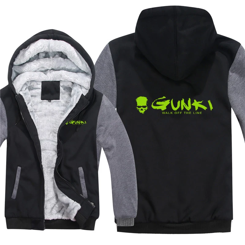 Gunki Hoodies Men Coat Winter Warm Fleece Gunki Sweatshirts Jacket Streetwear