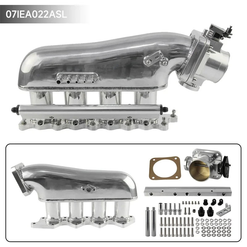 Silver High-Flow Intake Manifold  w/Fuel Rail 80mm Throttle Kit For Mitsubishi Evolution Lancer EVO 4-9 4G63 1996-2007