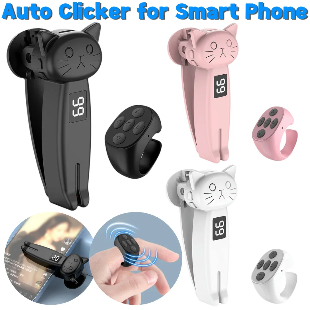 Camera Shutter Smart Phone Auto Clicker Ring E-Reader Controller Bluetooth-Compatible 5.3 for TikTok for Android IPhone Tablets