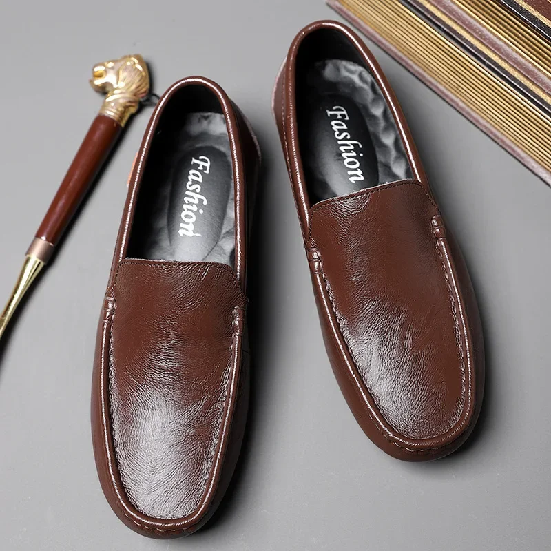 

2024 New Soft Bottom Breathable One Pedal Loafers Men's Korean-Style Slip-on Business Moccasins