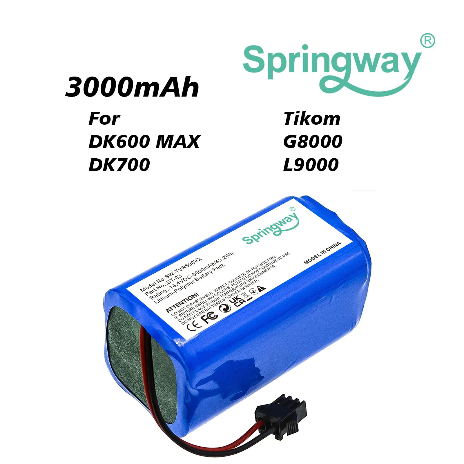 

Battery Replacement for DK600 MAX DK700 Tikom G8000 L9000 Goovi D382 D380 3000mAh 14.4V