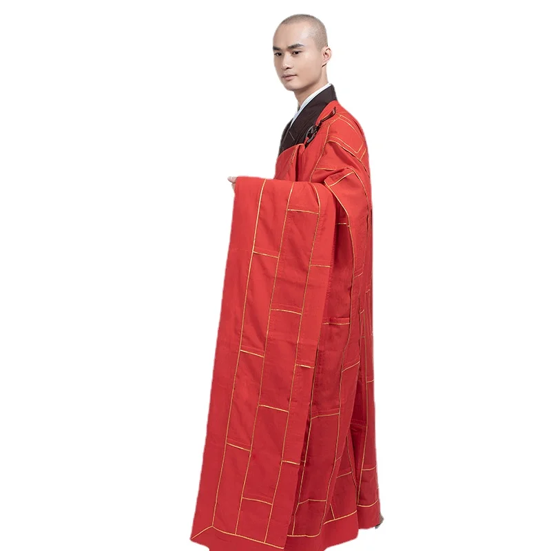 Golden Edge Monk Robe Haiqing Fine Linen Monk's Clothes Brown Monk's Clothes Red