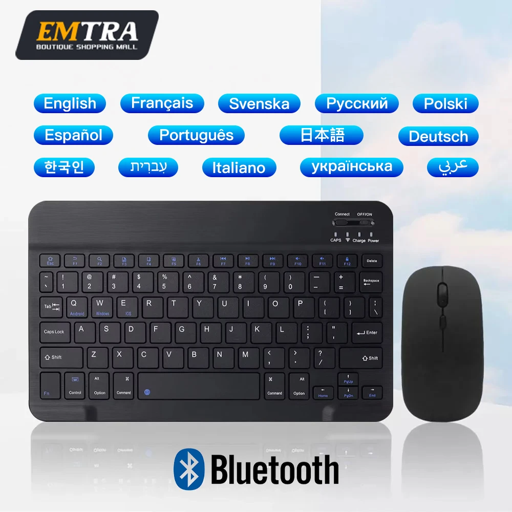 

Беспроводная Bluetooth-клавиатура-мышь для IOS, Android, Windows, планшета для iPad Air Mini Pro, испанская, корейская, Португалия, польская клавиатура