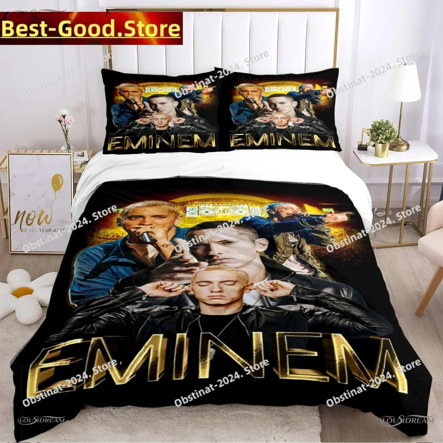 Eminem hip-hop singer All Season Bedding Set Printed single Comforter Quilt Bed Cover Pillow Case 3 Pieces Sets Kids Adult Size