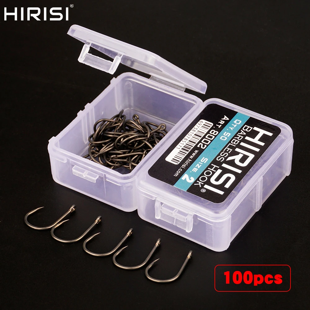 Image of Hirisi 100 Stück PTFE-Beschichtung High Carbon Edelstahl Widerhaken 8002 Angelhaken Angelzubehör