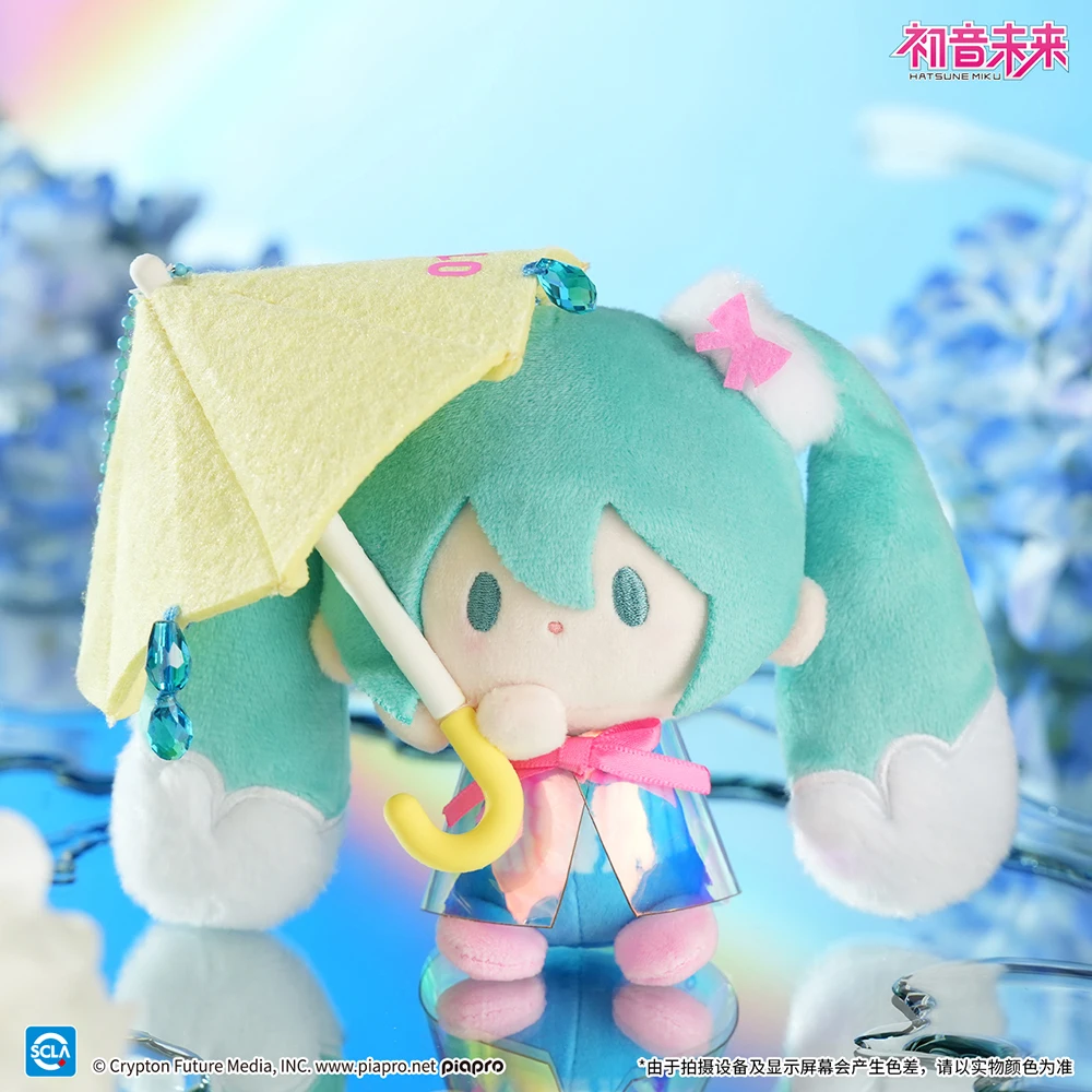 En Stock Original Hatsune Miku inicial amor lluvia sonido serie bebé versión Q muñeco de peluche dibujos animados mochila decorativa colgante