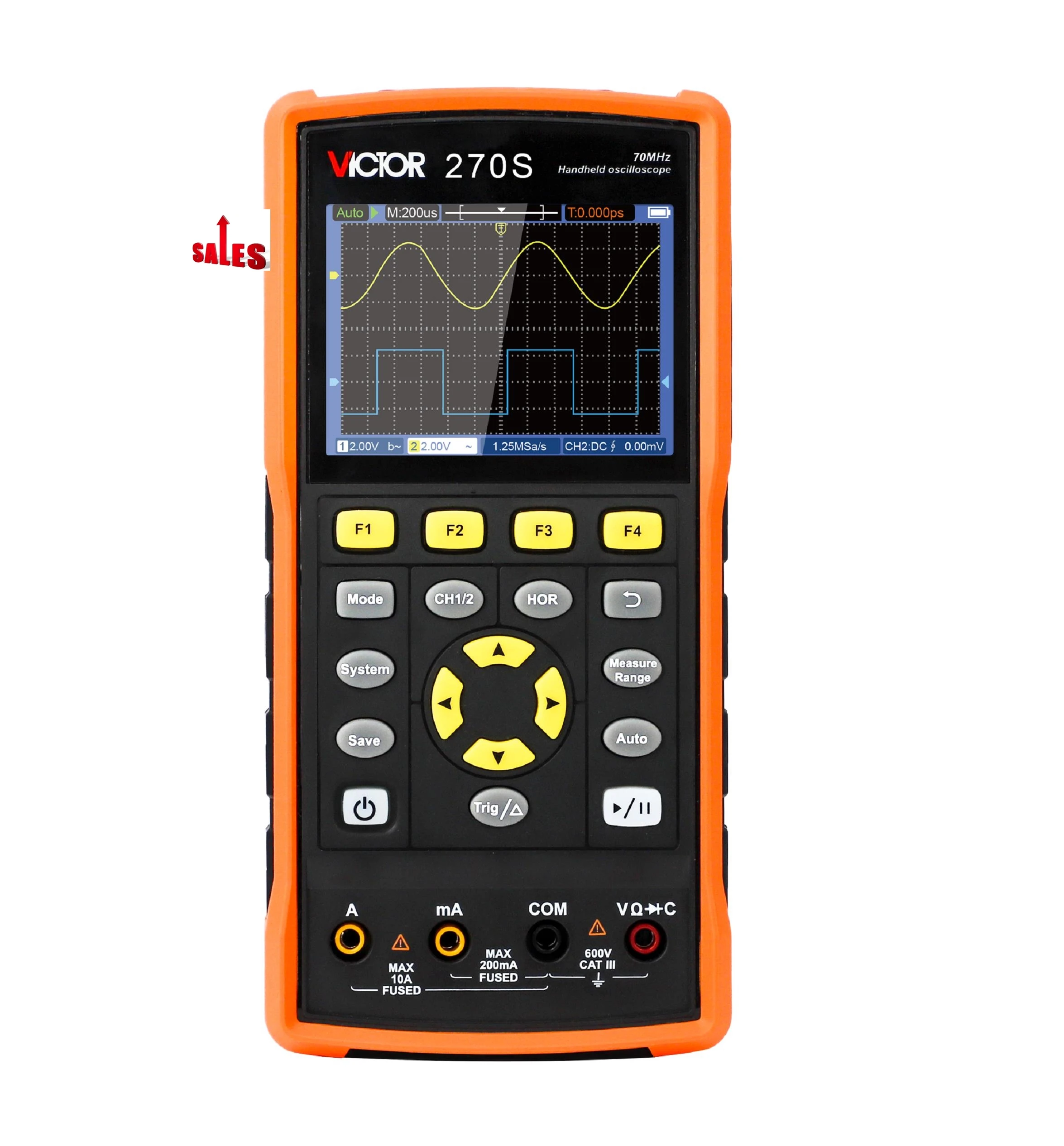 

VICTOR New 270S 2 Channel oscilloscope 70mhz bandwidth sampling rate 250 MSa/s oscilloscope multimeter