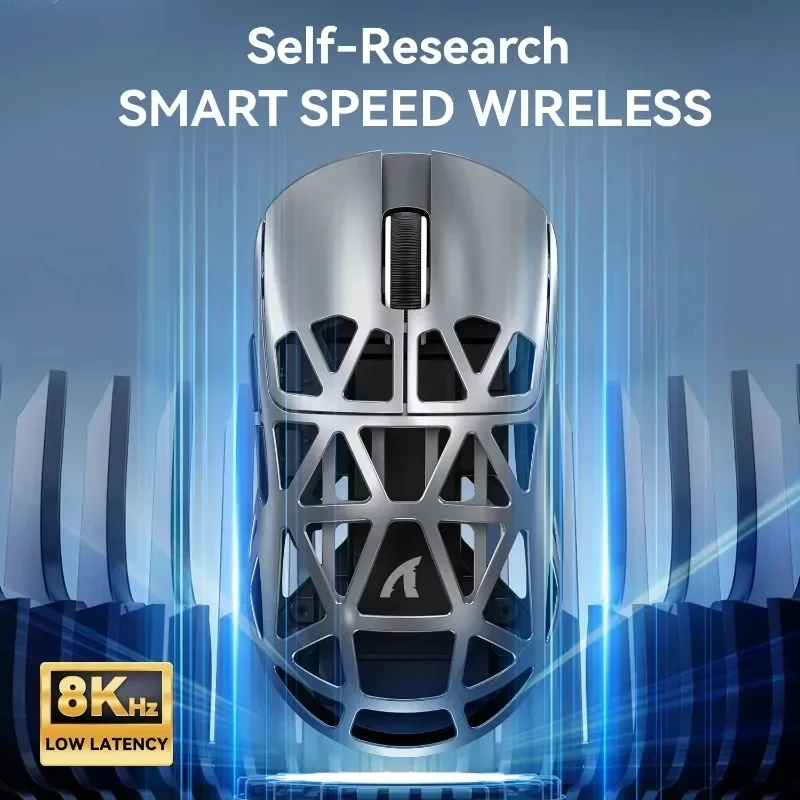 Мышь Attack Shark R2, беспроводная, легкая, из магниевого сплава, трехрежимная PAW3950, 8k, 42000 точек на дюйм, 48 г, мышь для ПК, геймера, подарок