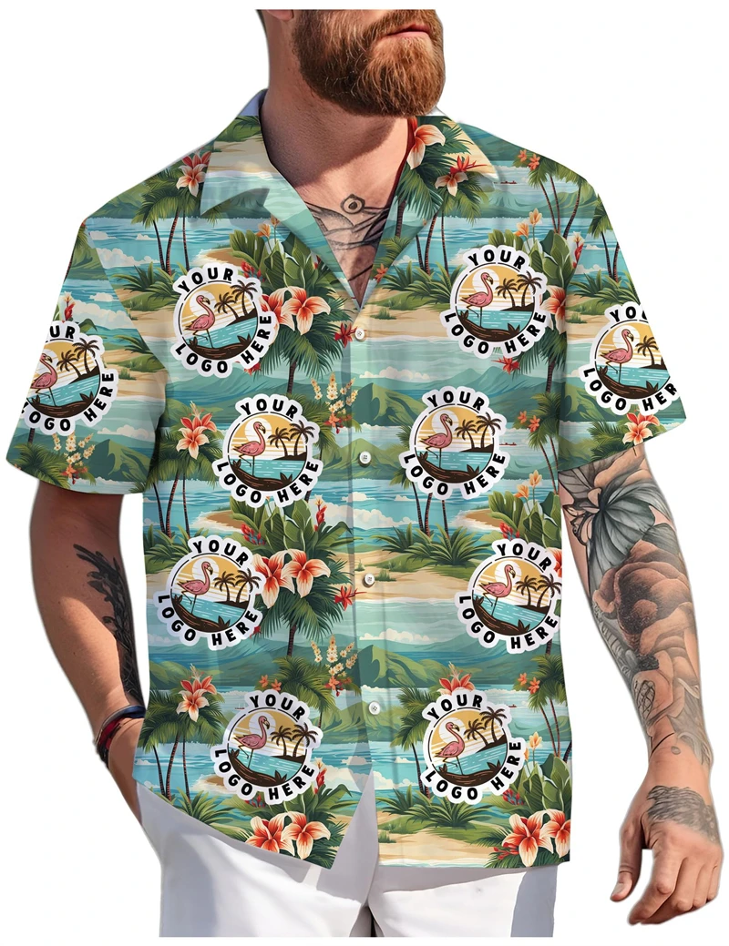 

Гавайские рубашки с индивидуальным логотипом, летняя модная рубашка с коротким рукавом, персонализированная рубашка с 3D принтом, свободные дышащие блузки с лацканами «сделай сам», пуговицы