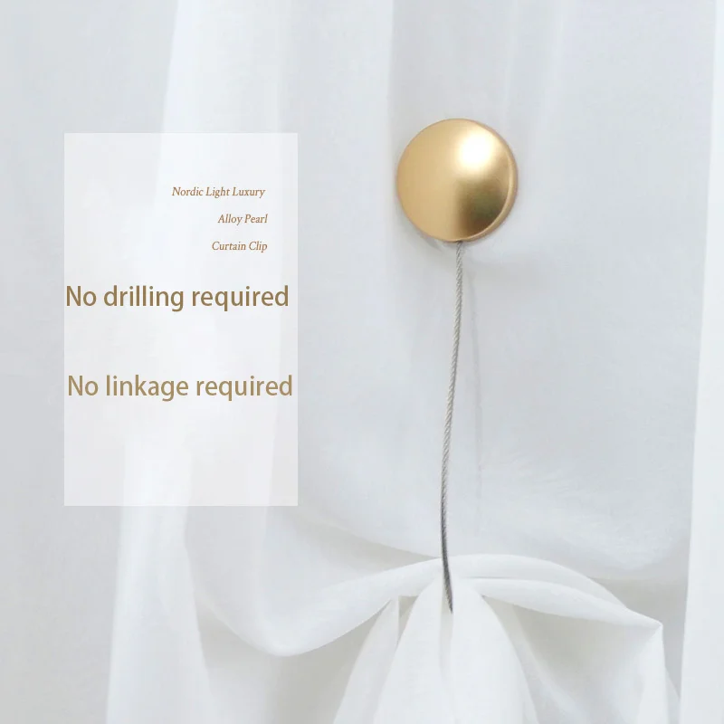 Simple Round Magnetic Curtain Buckle With Magnet Curtain Tie No-Install Living Room Curtain Binding Band