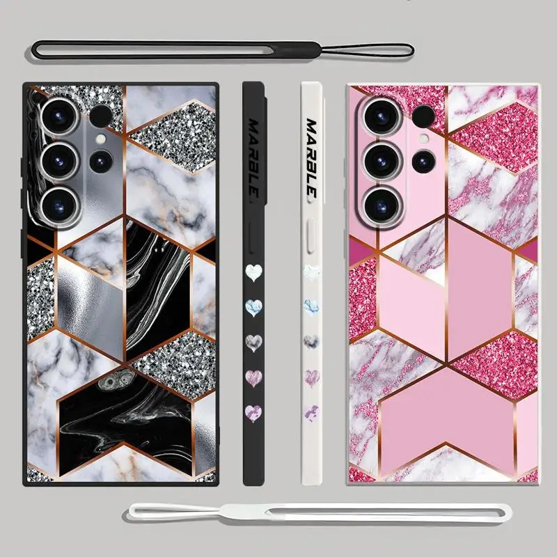 Marmurowe etui na telefon Samsung Galaxy S24 Ultra S20 FE S22 S23 Ultra 5G S21 Plus S22 Silicone Shell Luxury Cover