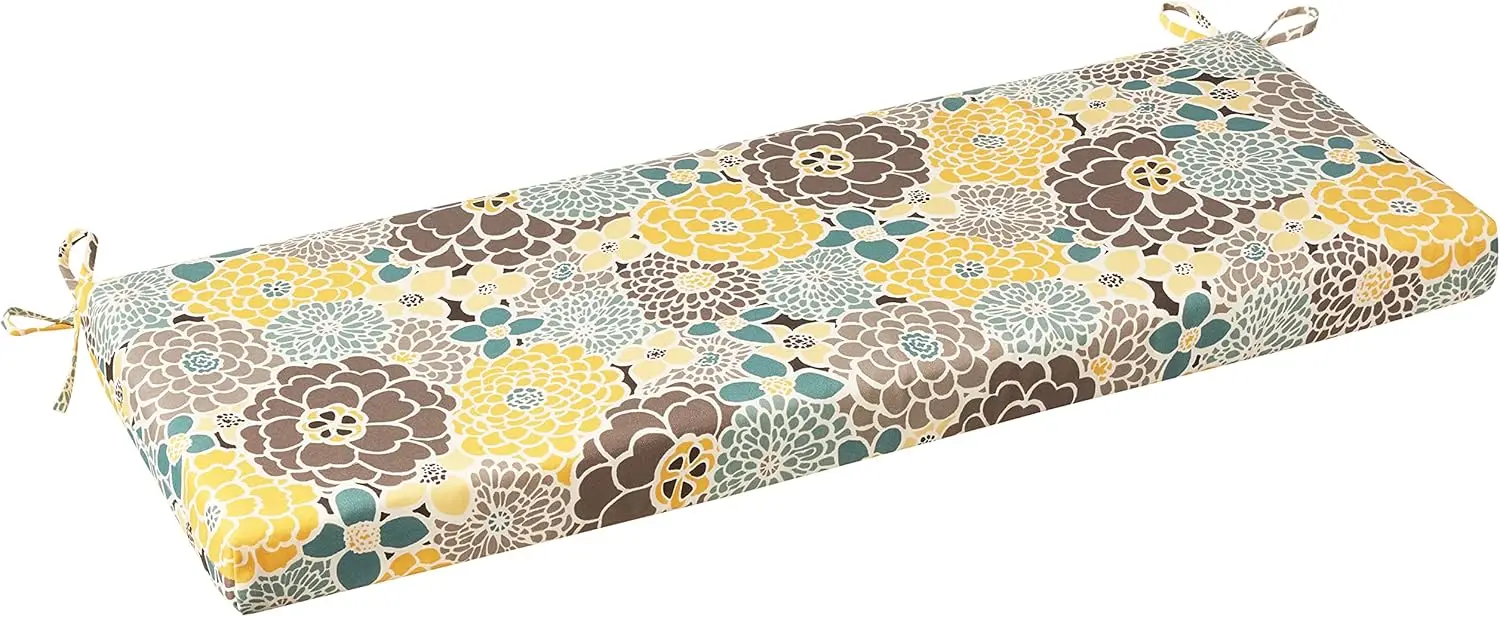 

Bright Floral Indoor/Outdoor Sofa Setee Swing Cushion, Tufted, Weather, And Fade Resistant, 19"" X 44"", Blue/Tan Lois, 1 Count