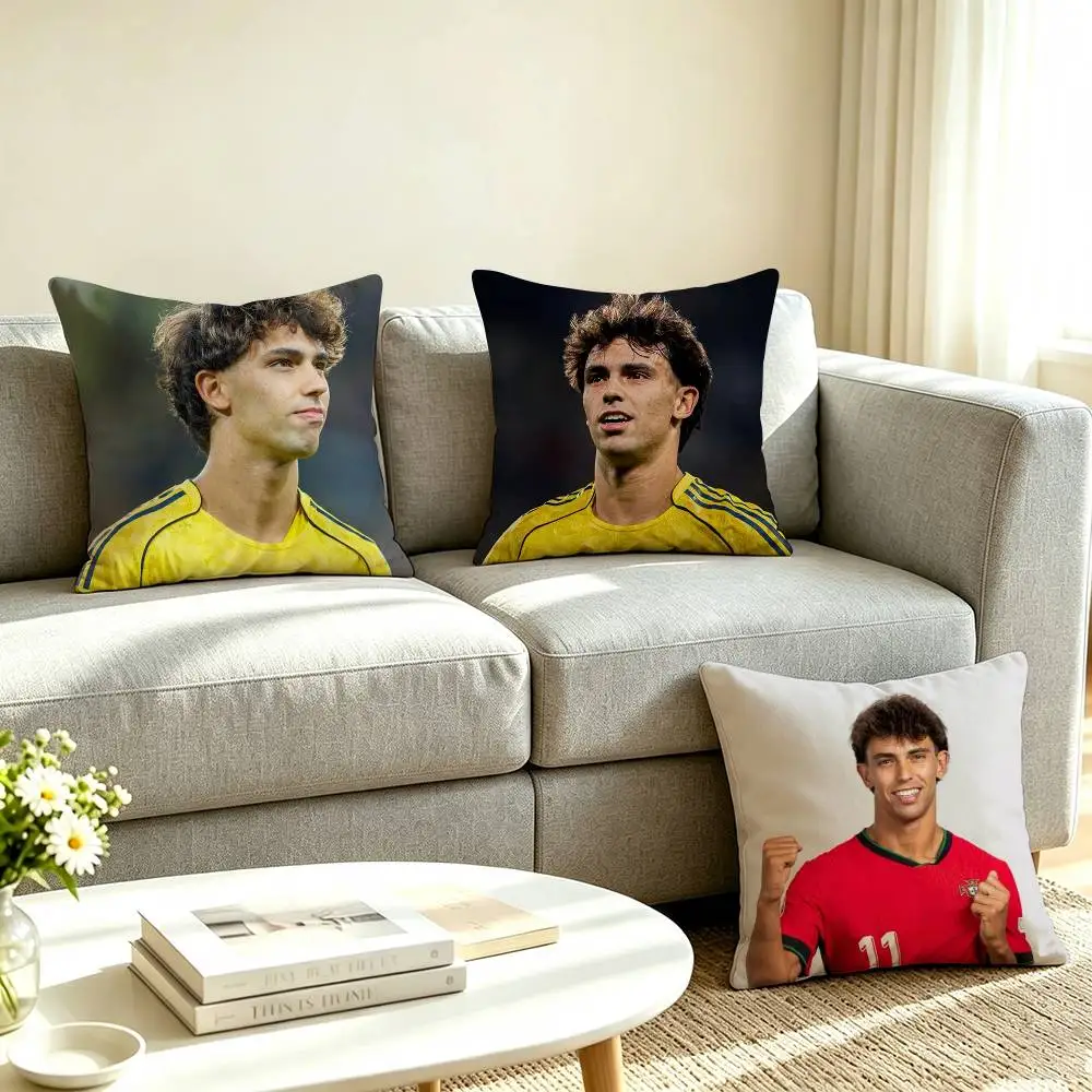 J-Joao F-Felix Football Player Pillow Case Square Double-Sided Sofa Cushion Cover Bedroom Bedside Pillow