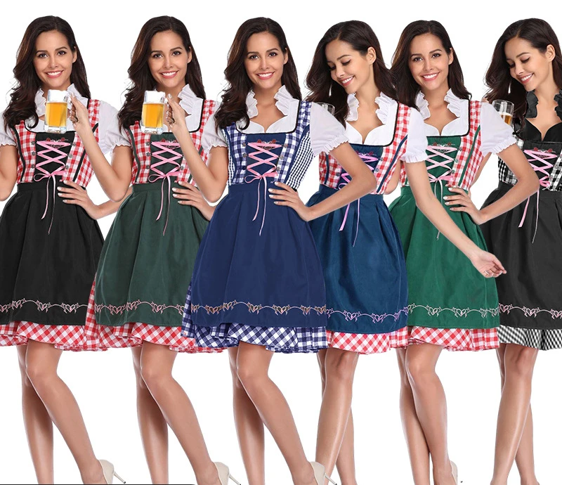 Halloween Cosplay Adult Female Dirndl Boom Oktoberfest Costume German Size Traditional Bavarian Carnival Fancy Dress Up Plus