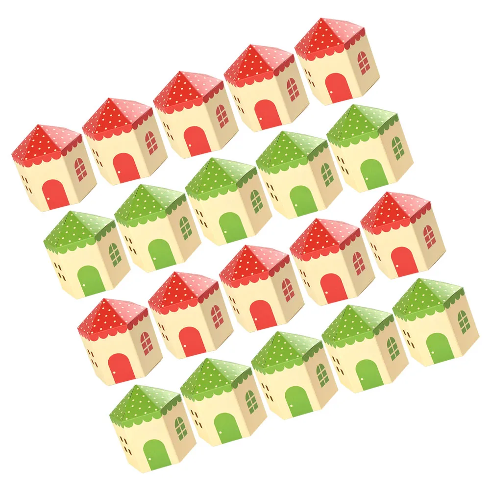

20 Pcs Multi Color Candy Boxes House Shape Red Green Gift Packing Cases Lightweight Practical Party Birthday Supplies Decorative