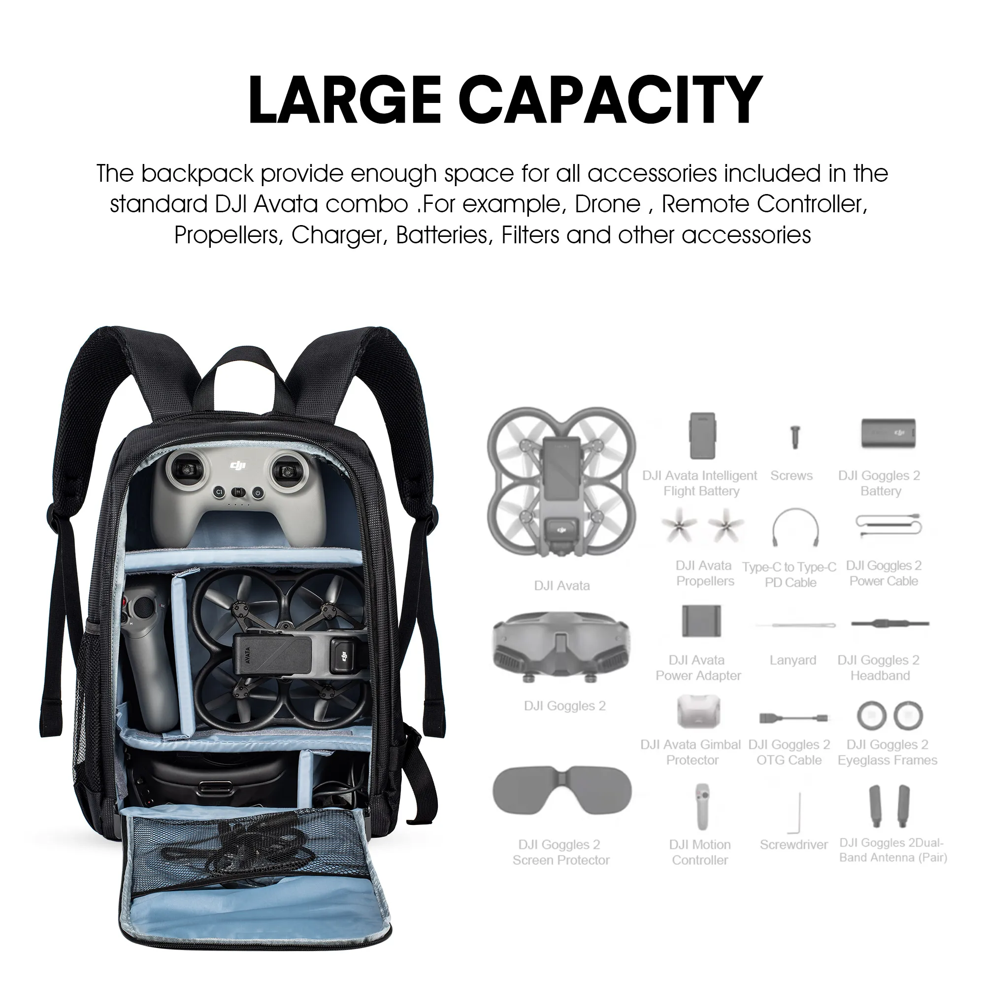 STARTRC Backpack for DJI Avata 2/Mavic 3 Pro Drone Accessories Storage Bag Waterproof Travel Portable Backpack