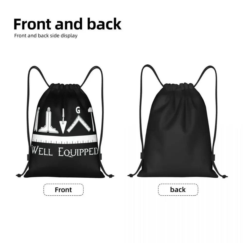 Custom Masonic Freemason Drawstring Bag Women Men Lightweight Mason Sports Gym Storage Backpack