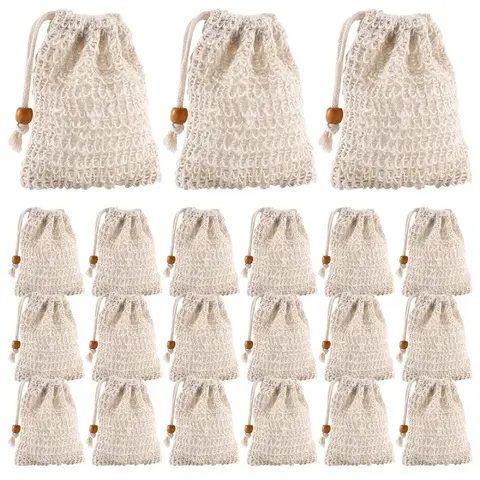 5-50 पीस शावर बाथ सिसल सोप बैग प्राकृतिक सिसल सोप बैग एक्सफ़ोलीएटिंग सोप सेवर पाउच होल्डर बाथ और शावर के उपयोग के लिए 8 best sales साबुन की थैली - №8