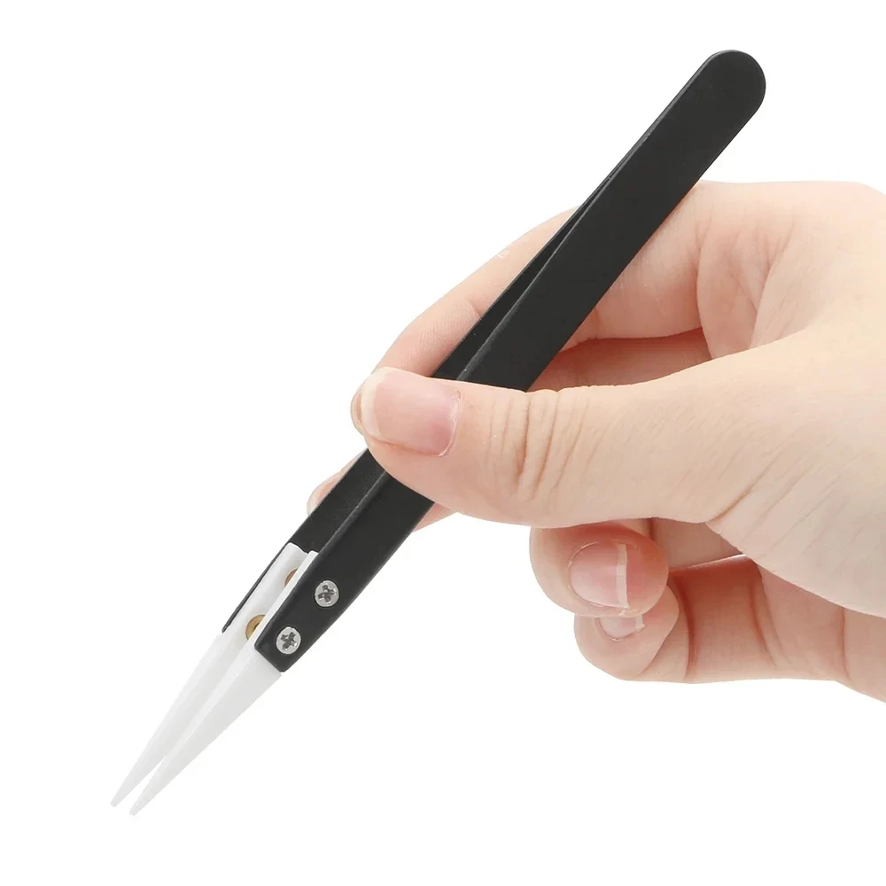 

Керамические антистатические пинцеты, промышленные керамические пинцеты из нержавеющей стали, прямые/изолированные изогнутые точки, черные пинцеты