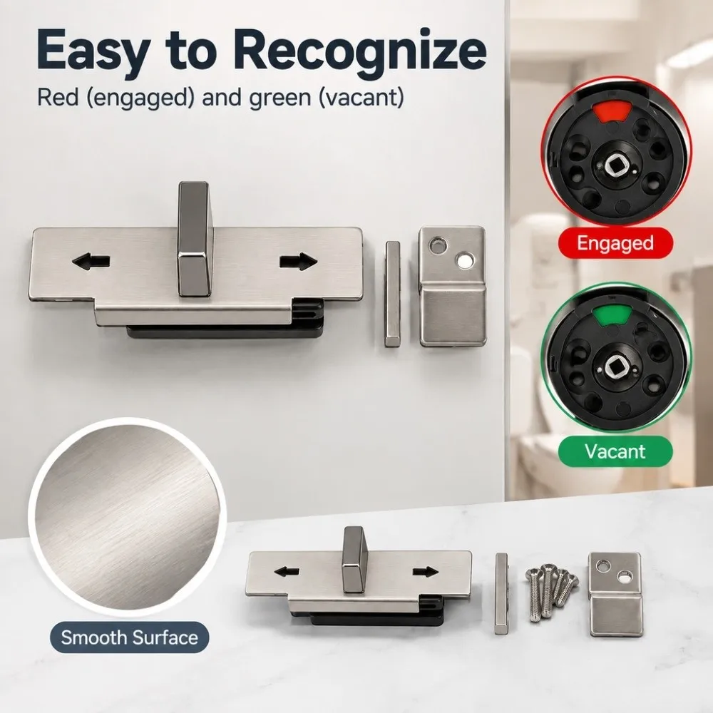 Stainless Steel Door Lock Indicator Secure Slide Bolt Toilet Door Indicator Lock Privacy Door Indicator Lock Partition Door