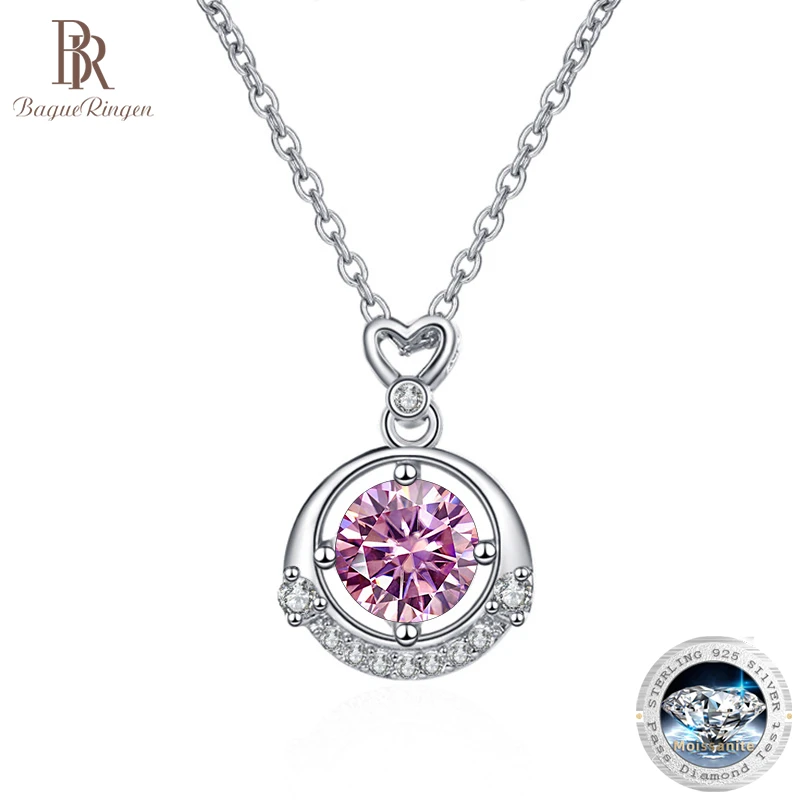 Bague Ringen 1.0 CT Moissanite Pendant For Women Simulated Diamond Necklace S925 Sterling Silver Jewelry Valentine's Day Gift