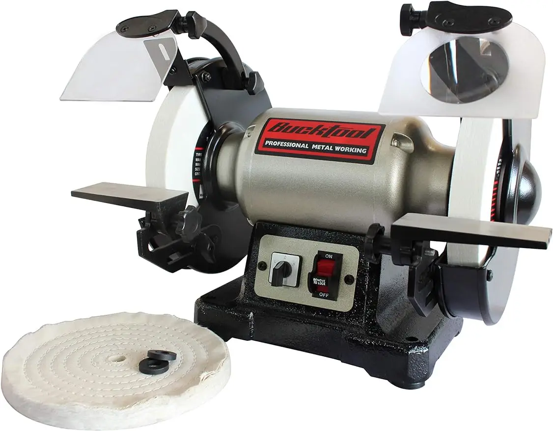 

8 inch Dual Speed Bench Grinder & Buffer, Professional Low High Speed Bench Grinder Buffer with Cast Iron Base