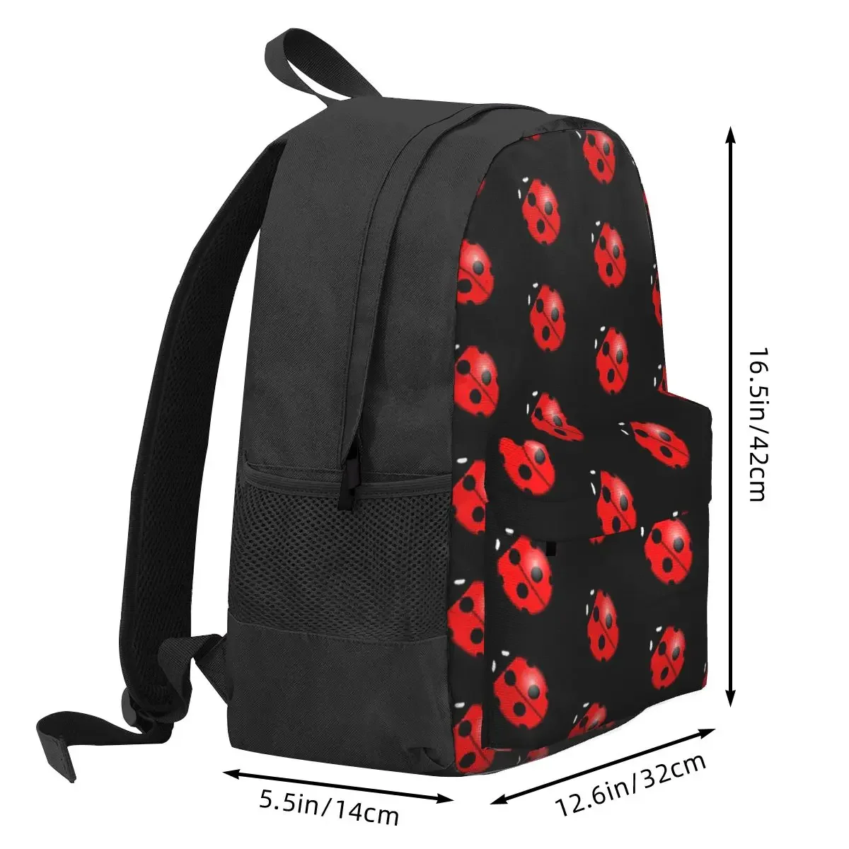 Black Ladybug Pattern Backpacks Boys Girls Bookbag Children School Bags Cartoon Kids Rucksack Laptop Rucksack Shoulder Bag