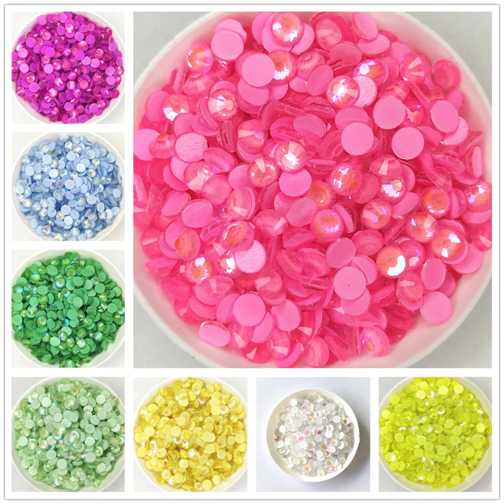 Luminous Neon Crystal AB Glass Non Hot Fix Rhinestone Flatback Glue On 3D Glitter Nail Art Rhinestones Decorations