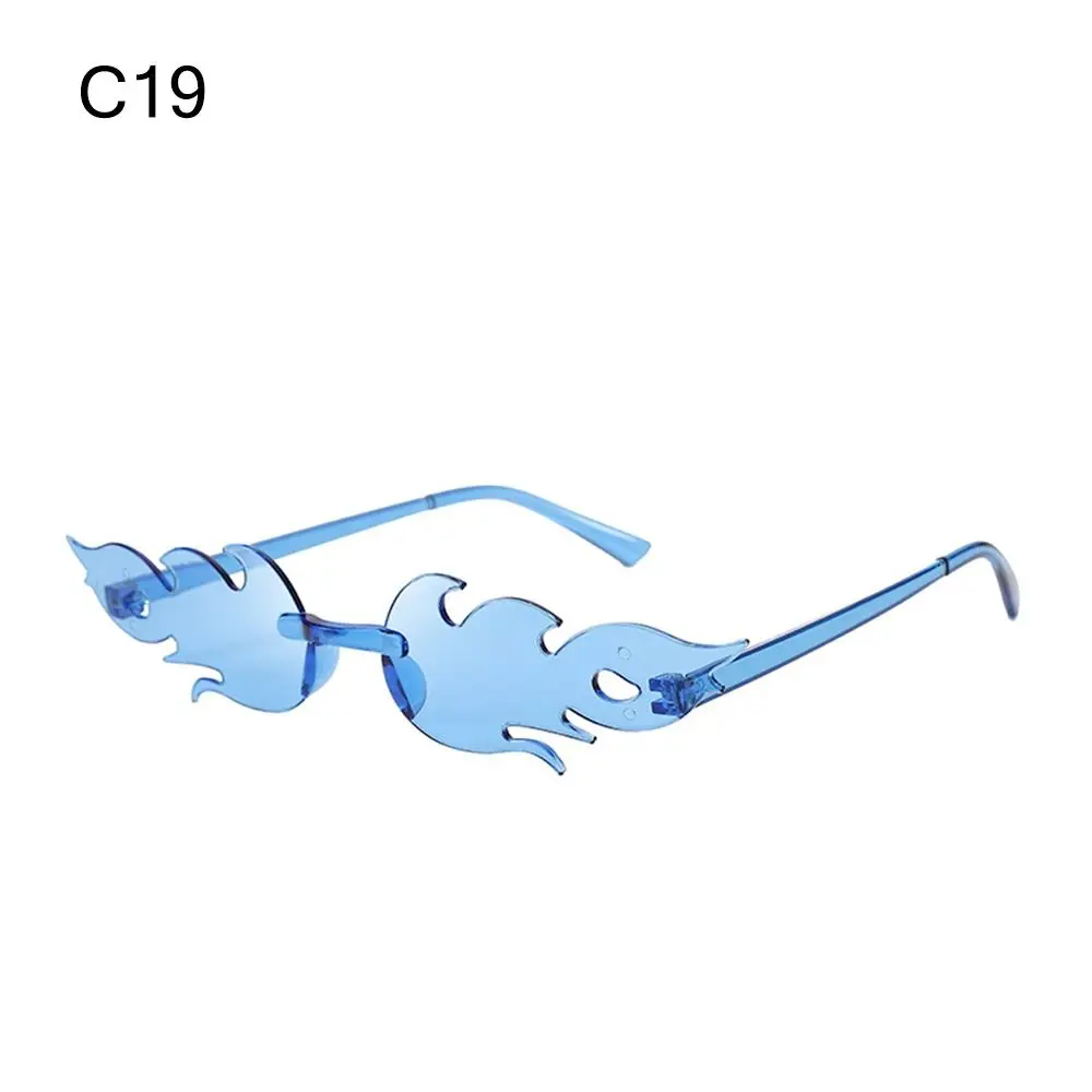 Novelty Party Rimless Eyewear Sun Glasses Flame Sunglasses Flame Shaped Sunglasses for Women