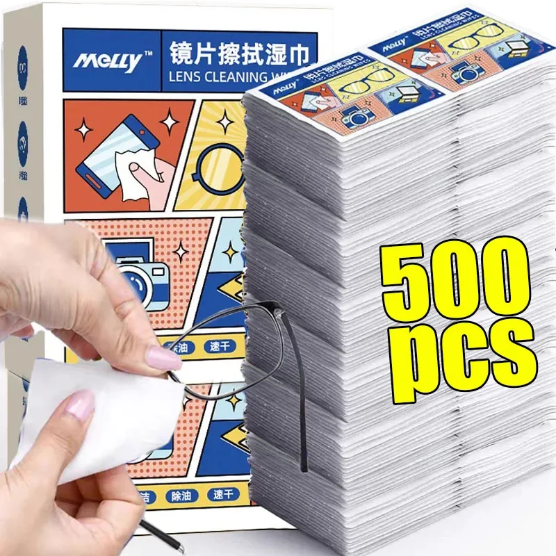 10/500pcs Disposable Wipes Dust Eyeglass Cleaning Pads Traceless Quick Drying High Quality Anti-fog Glasses Removal Lens Clothes