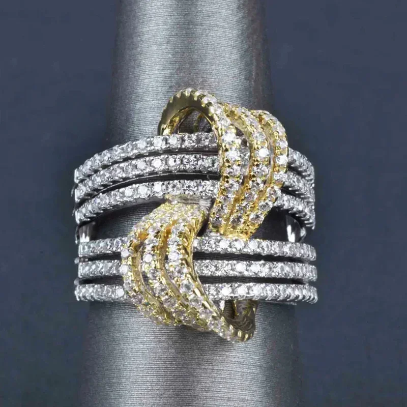 Huitan New Fashion Finger Jewelry Ring Kobiece wspaniałe akcesoria zaręczynowe z błyszczącą obrączką z cyrkoniami