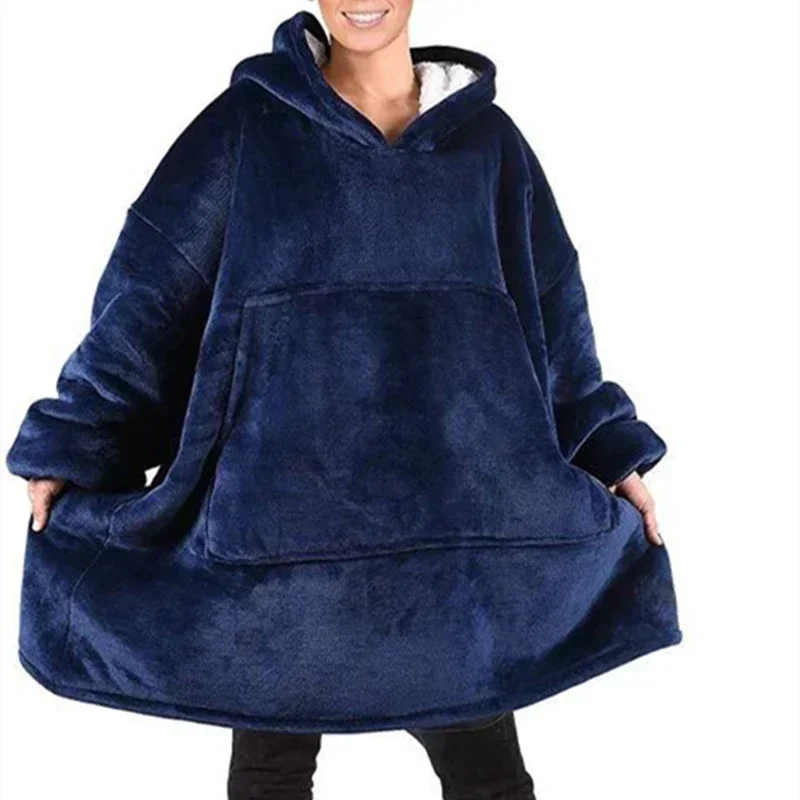 Oversized Hoodies Sweatshirt Women Winter Hoodies Fleece Giant TV Blanket With Sleeves Pullover Oversize Women Hoody Sweatshirts