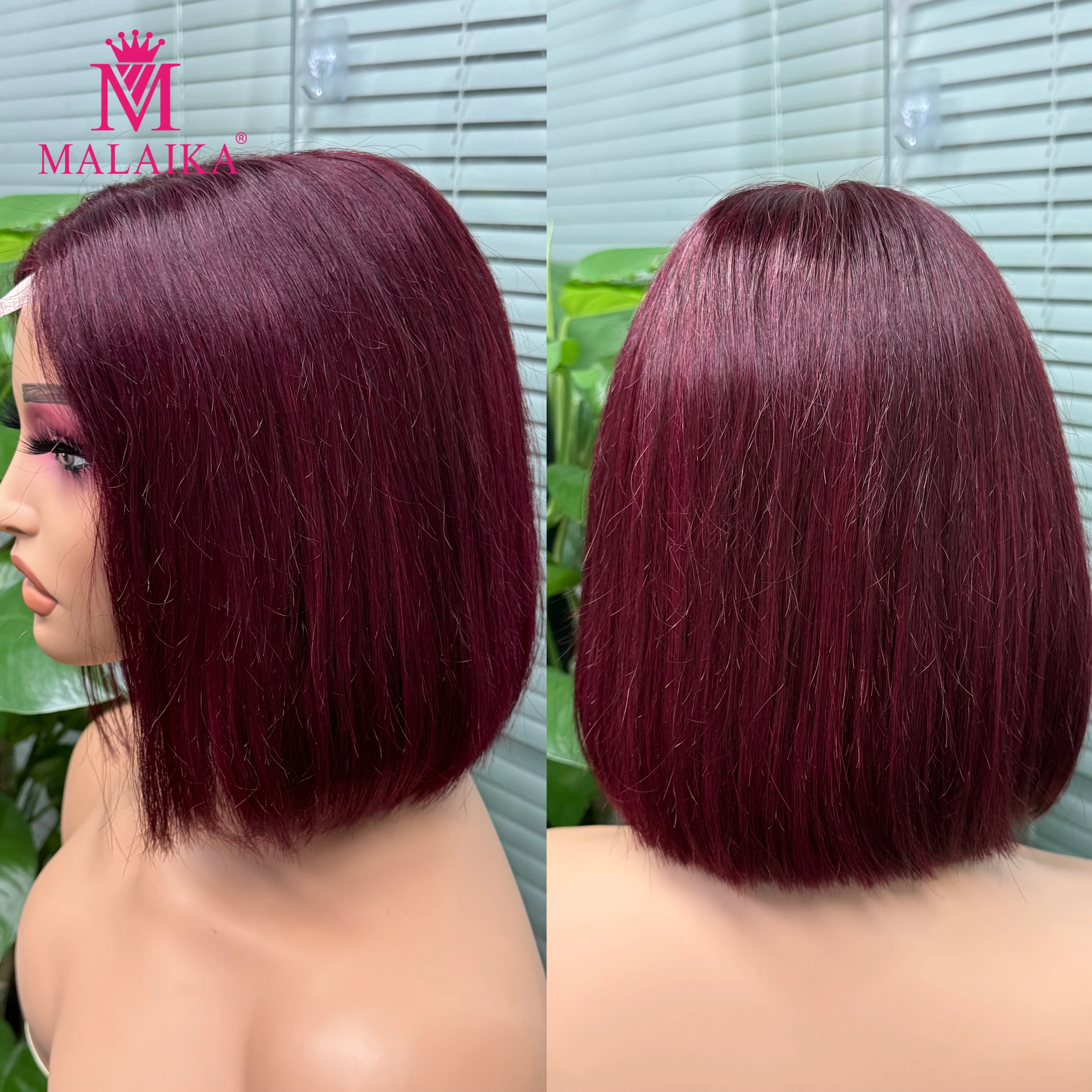 

Malaika 2x6 Lace Closure Human Hair Wig 250% Density 10inch Straight Bob Indian Human Hair Double Drawn Transparent Lace