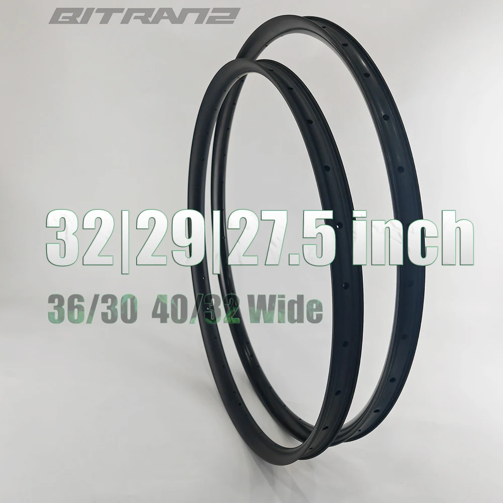 Ruedas de carbono tubeless para bicicleta de montaña de 32, 29 y 27.5 pulgadas, llantas de bicicleta tubeless de 36/30 mm de ancho, 32er, 32in, 29er, para disco, gravel, MTB, UD 3k 12k
