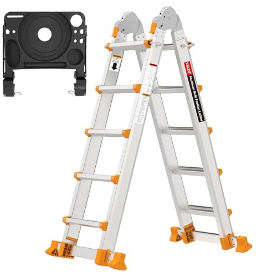 

【Spot goods】Ladder 17 FT A Frame 5 Step Ladder Extension Multi Position and Storage Folding Ladder 330 lbs Security Load Telesc