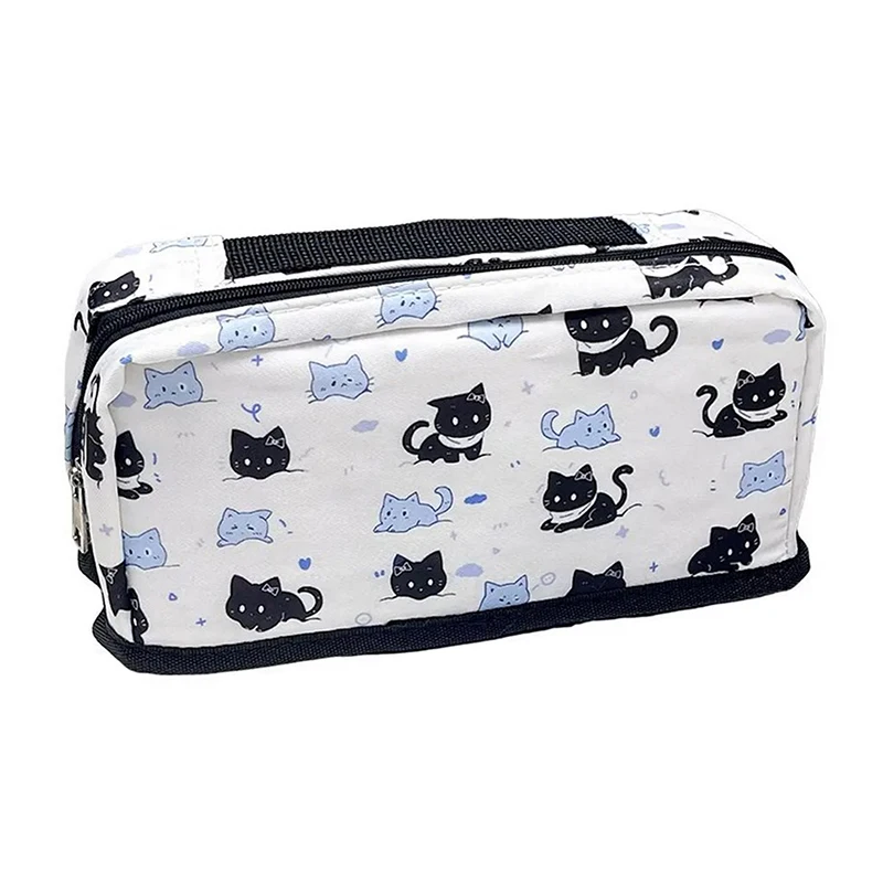 Multi-Layer Pen Bag Simple Folding/Drawstring Large Capacity Pencil Case Portable Stationery Organizer Students