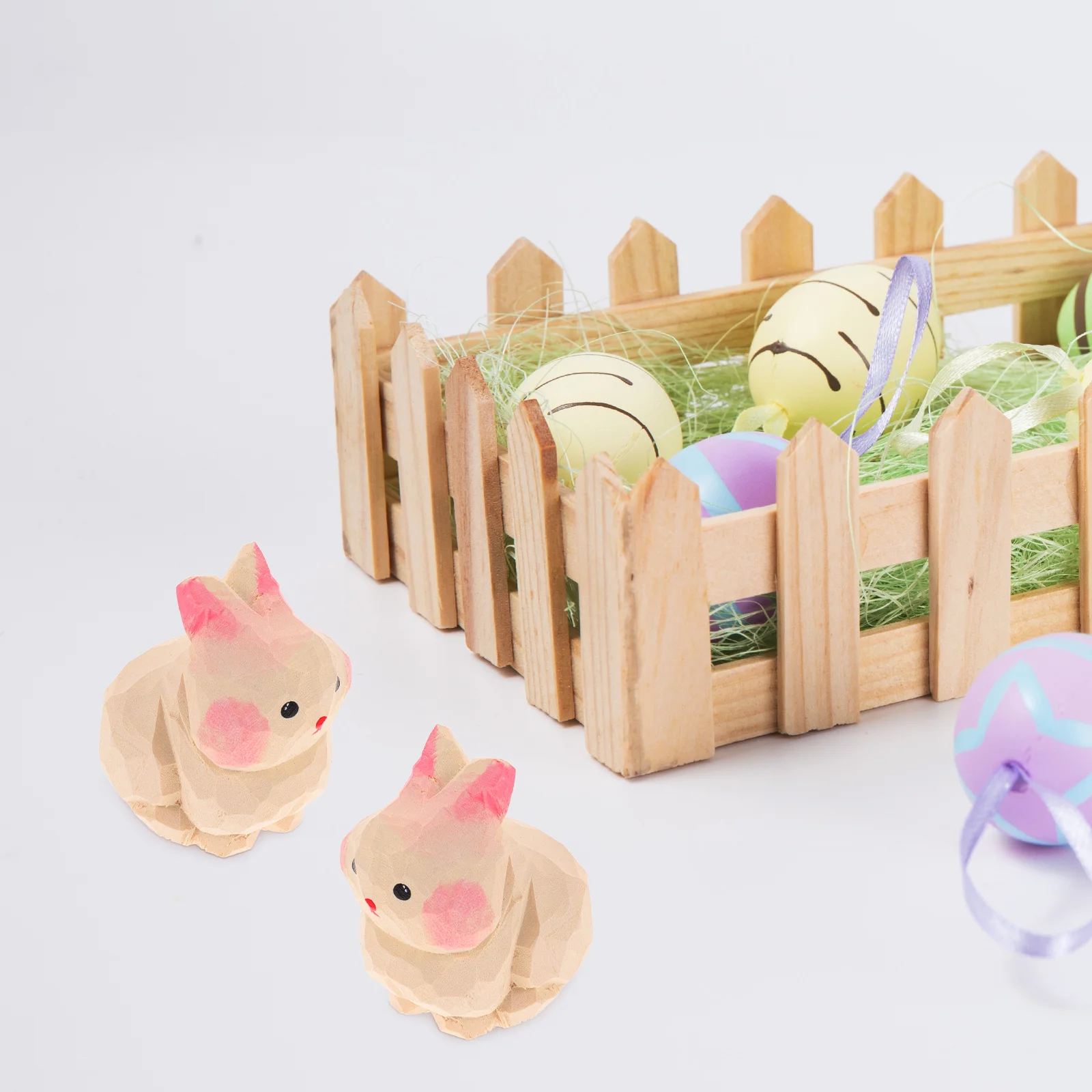 

Wooden Rabbit Ornament Premium Wood Material Easter Decor Lightweight Home Office Decoration Lovely Bunny Statue