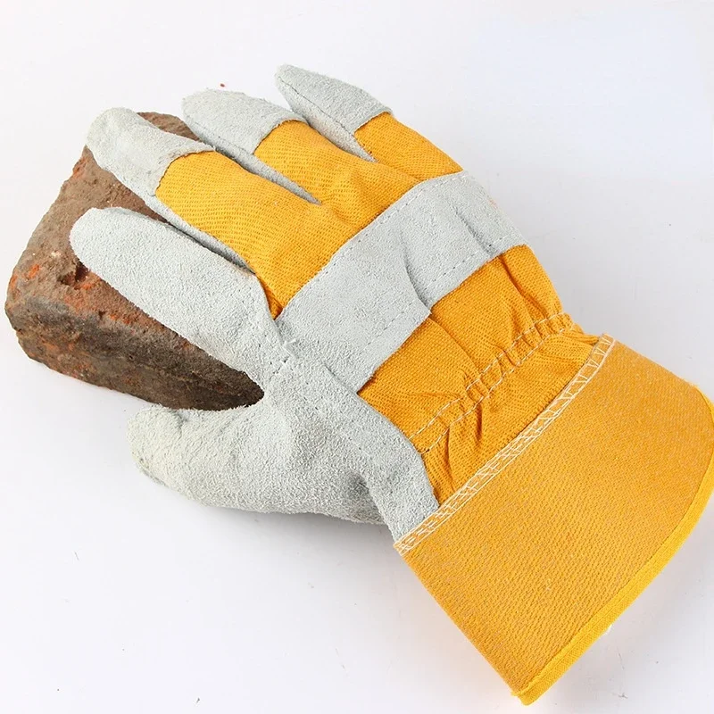 Welding Work Gloves Cowhide Leather Men Working Welding Safety Protective Garden Sports MOTO Driver Wear-resisting Gloves