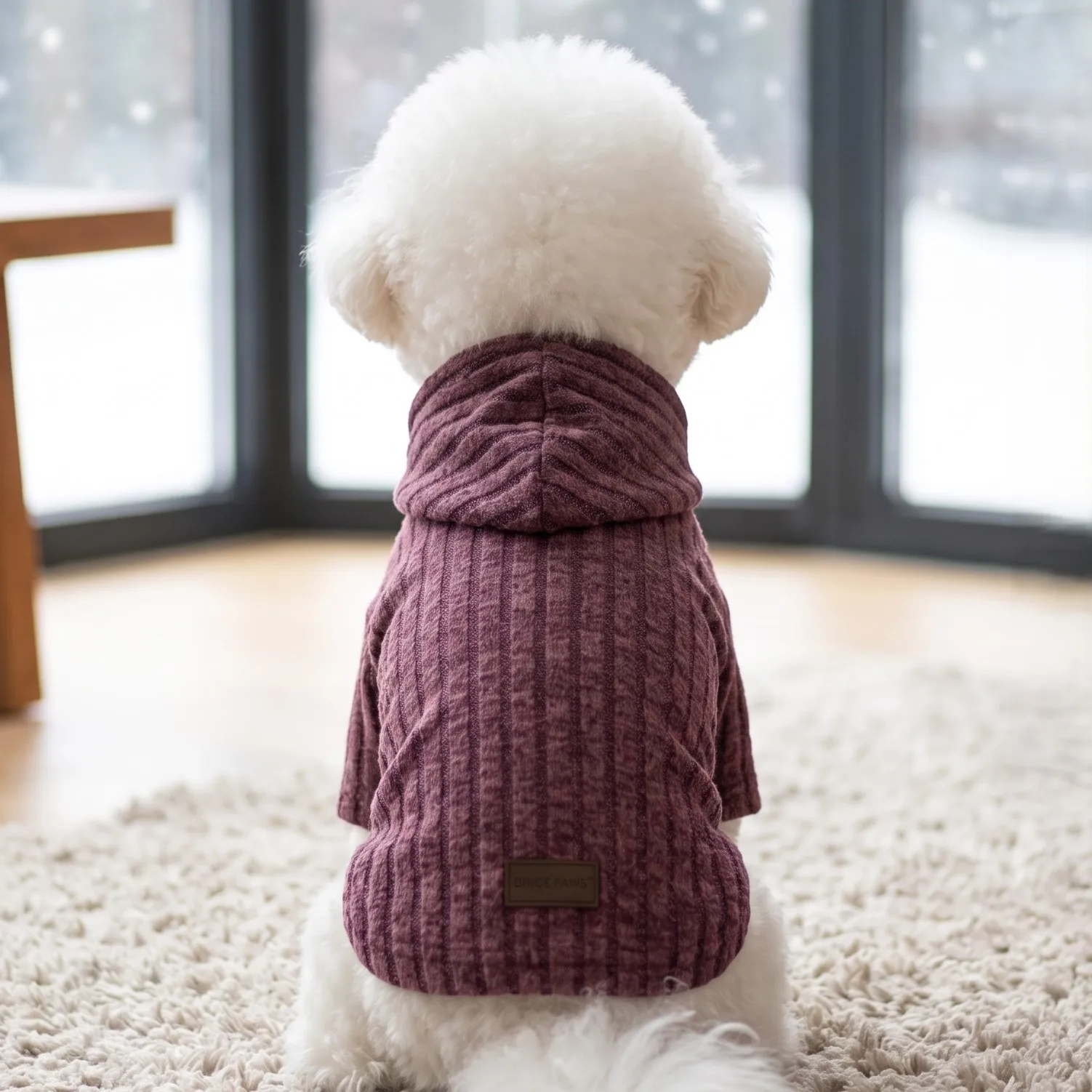 Kleidung für Hunde im Karomuster, Kapuzenjacke für Haustiere, Strickjacke mit Knöpfen für Hunde, Karo-Kapuzenjacke für Haustiere, Oberteil für Hunde mit Tasche. – Detail 1