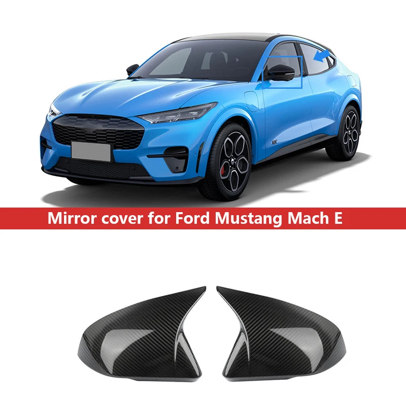 Carbon look Rearview Side Mirror Cover Wing Cap Sticker Door Rear View Case Trim forFord Mustang Mach E Mach-E 2021 2022