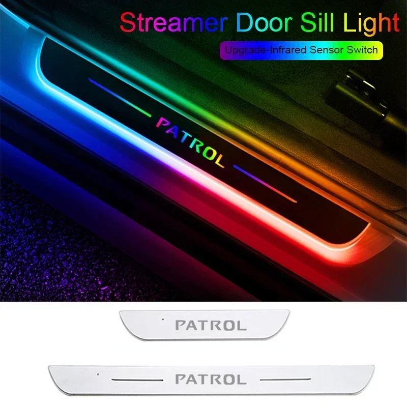 USB Power Moving Car LED Welcome Pedal for Nissan Patrol Acrylic Pathway Front Rear Threshold Light Decorative Strip Accessories