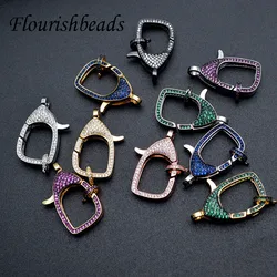 10pc Rose Gold Color CZ Beads Paved Big Lobster Clasps Carabiner Fasteners DIY Jewelry Makings Necklace Bracelet Accessories