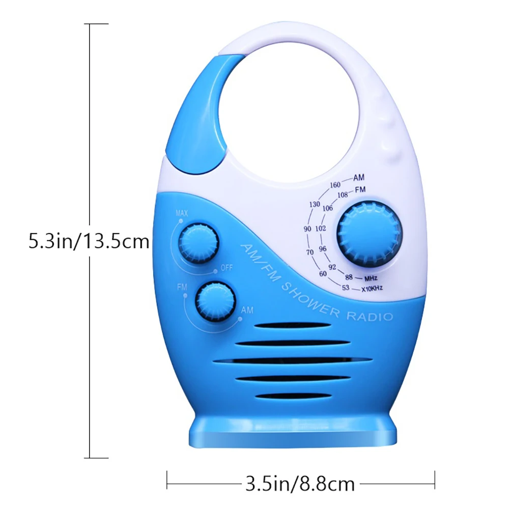 1Pc Portable AM/FM Shower Radio Household Bathing Radio Mini Waterproof Radio Wireless Radio Speaker Waterproof Bathroom Radio