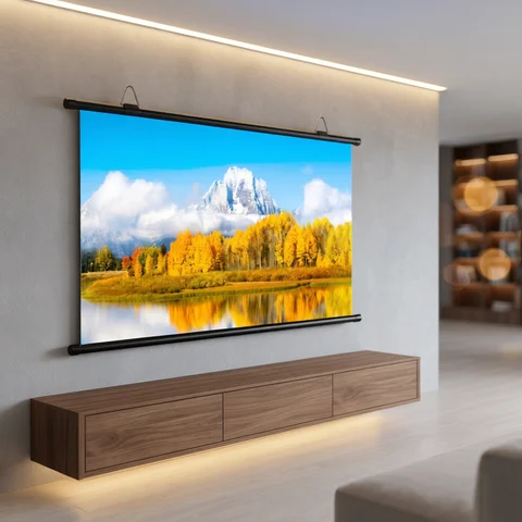 XIAOHUI Anti-light Thick HD Projector Screen 16:9 No-hole Wall-mounted Home Projection Screen 60/72/84/92/100/110/120/133inch