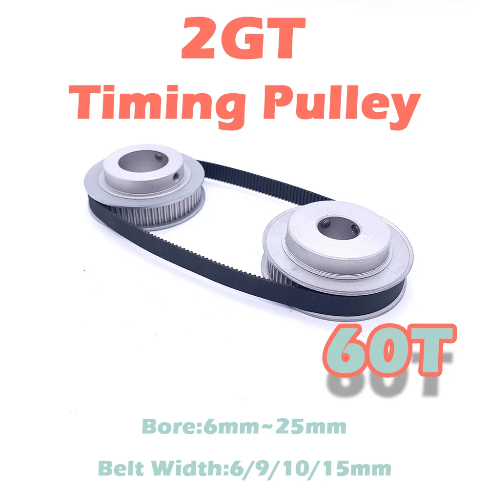 60 Teeth GT2 Synchronous Wheel Bore 5mm~25mm 60T 2GT Timing Pulley Belt Width 6 9 10 15mm 60Teeth BF-Type Aluminum Timing Pulley