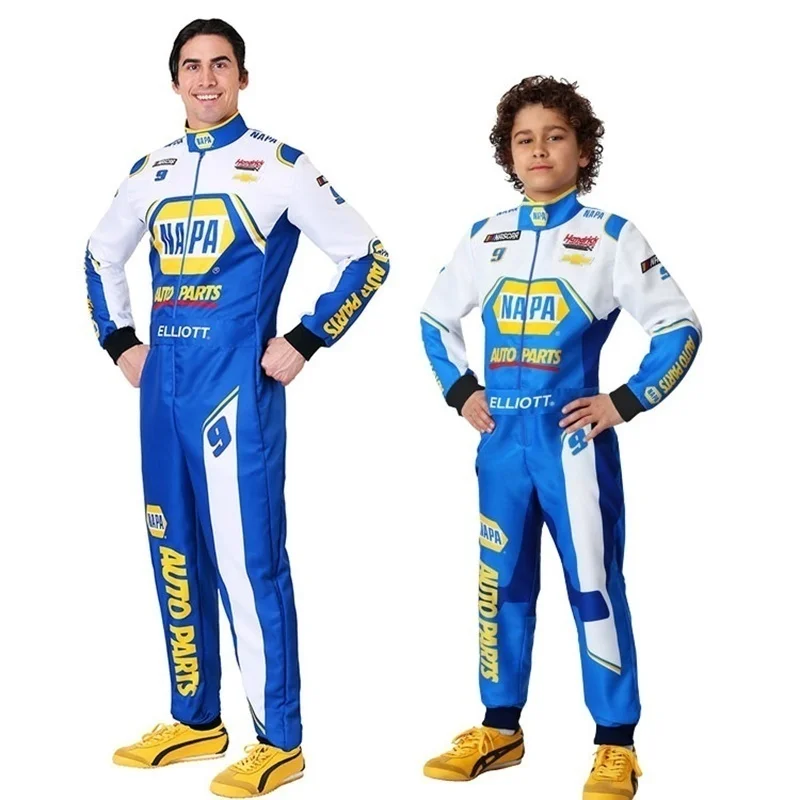 

Adult Kids Long Sleeves Race Car Driver Jumpsuit Racer Racing Uniform Men Boys Set Halloween Christmas Cosplay Costume